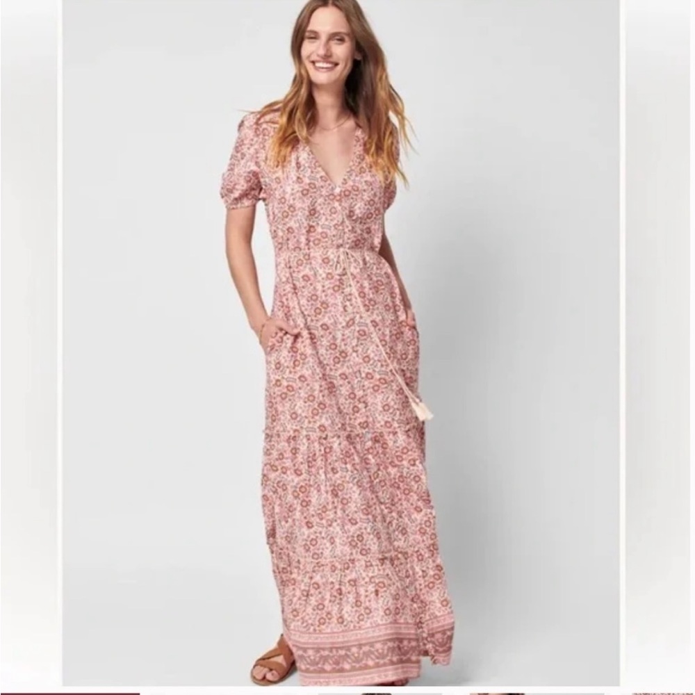 Faherty Pink Floral Maxi Dress